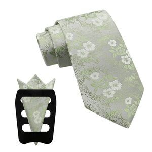 4581 Floral Ties , 3pcs/set Neck Tie Pocket Square Holder Set for Wedding